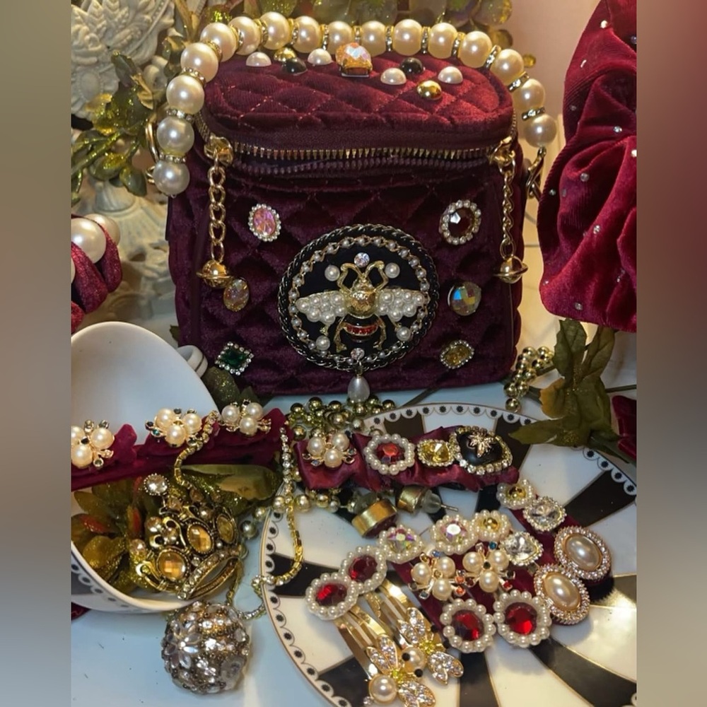Handmade party handbag with hair accessories combo